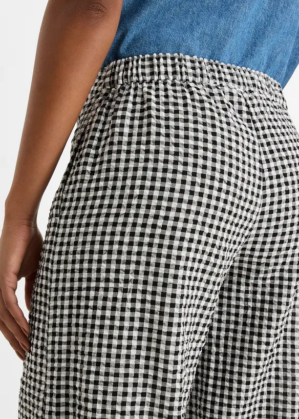 Pantaloni in seersucker di puro cotone con elastico in vita, bonprix