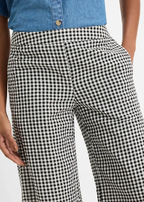 Pantaloni in seersucker di puro cotone con elastico in vita, bonprix