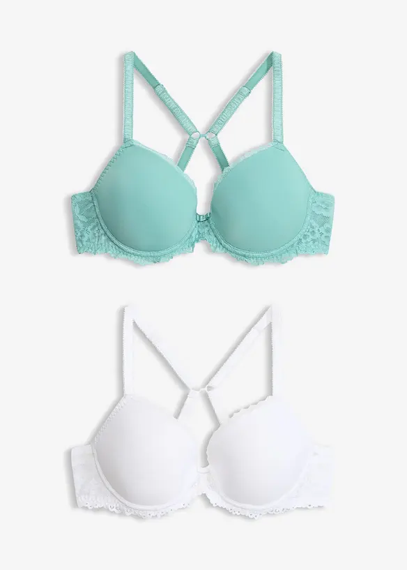 Reggiseno con coppe preformate e pizzo delicato (pacco da 2), bonprix