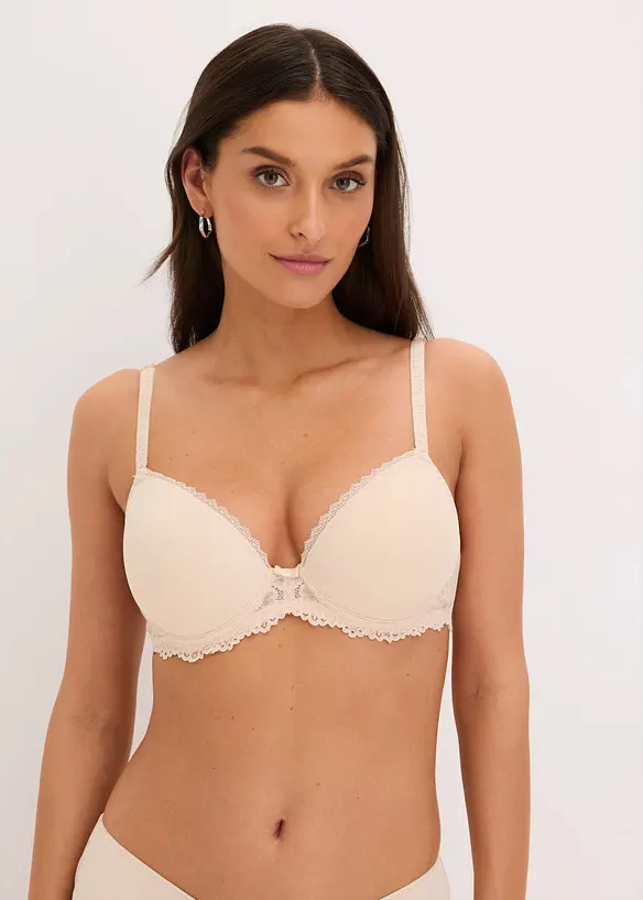 Reggiseno con coppe preformate e pizzo delicato (pacco da 2), bonprix