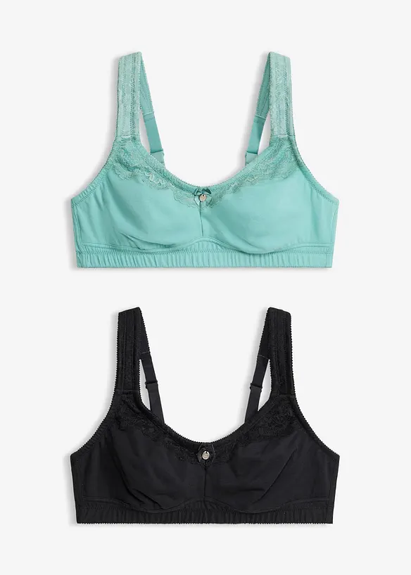 Reggiseno senza ferretto con cotone (pacco da 2), bonprix