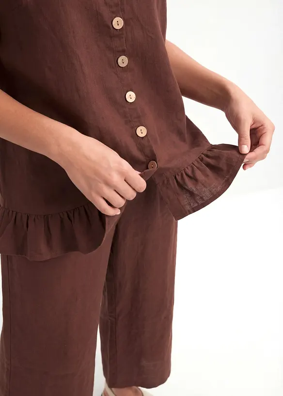 Camicetta lunga oversize in misto lino, bonprix