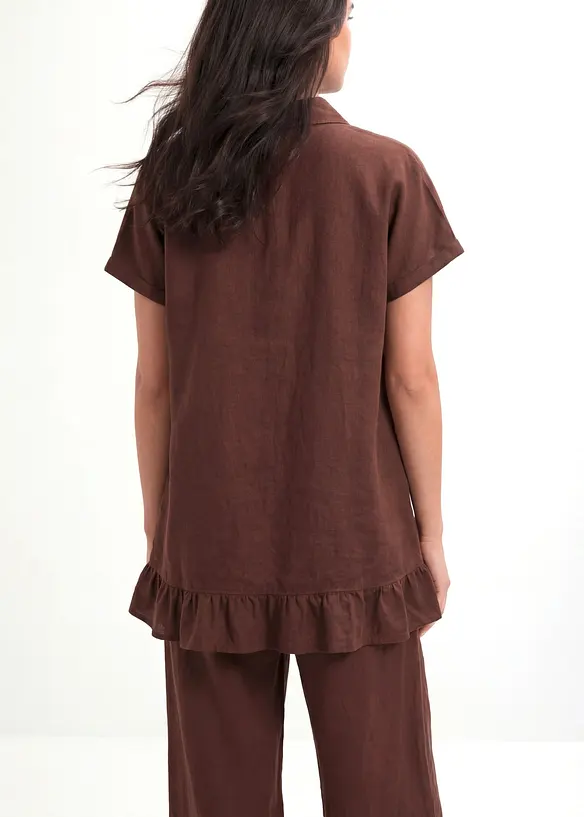 Camicetta lunga oversize in misto lino, bonprix