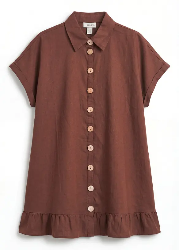 Camicetta lunga oversize in misto lino, bonprix