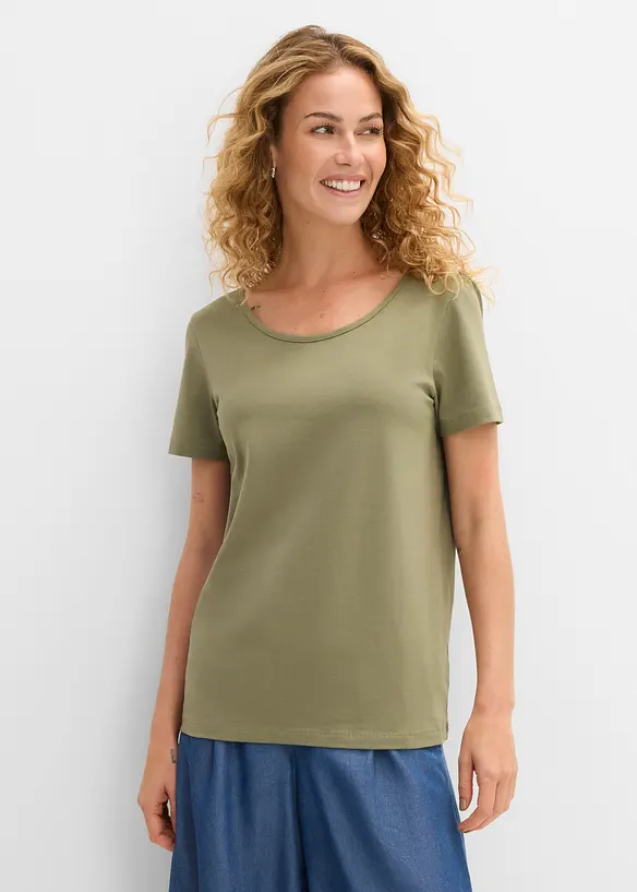 T-shirt con ampia scollatura rotonda dietro (pacco da 2), bonprix