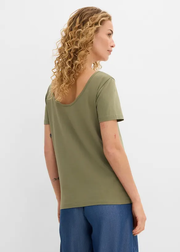 T-shirt con ampia scollatura rotonda dietro (pacco da 2), bonprix