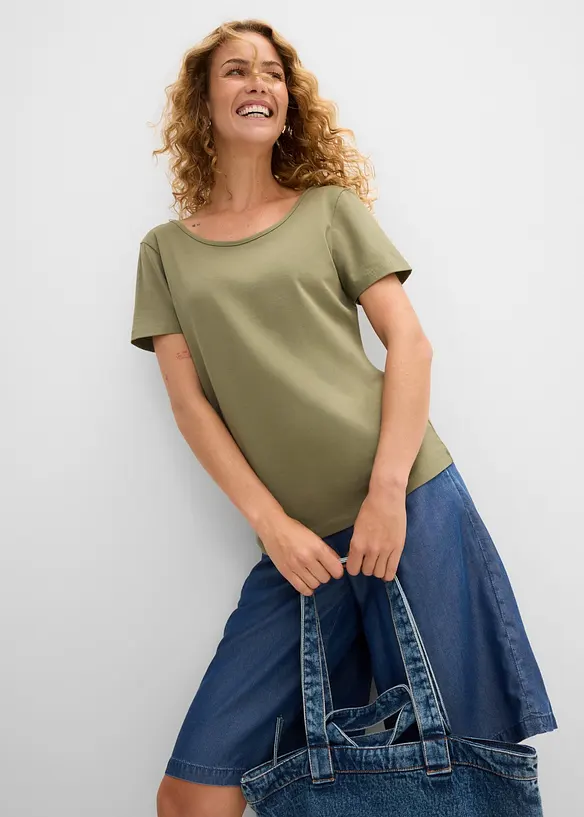 T-shirt con ampia scollatura rotonda dietro (pacco da 2), bonprix
