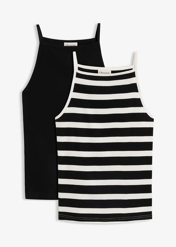 Top a costine in puro cotone biologico (pacco da 2), bonprix