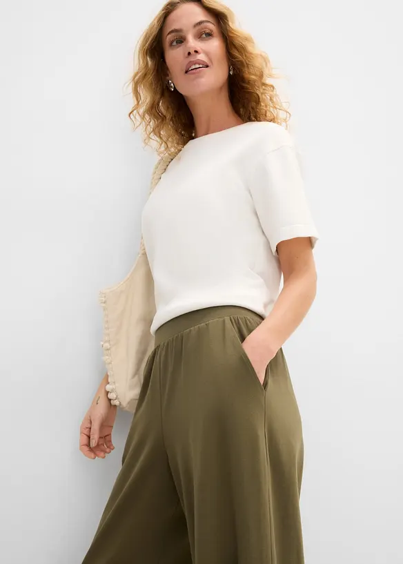 Pantaloni cropped elasticizzati in cotone biologico, bonprix