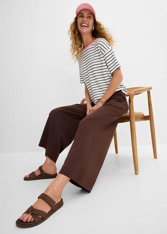 Pantaloni cropped elasticizzati in cotone biologico, bonprix