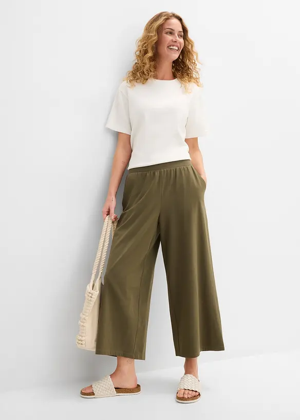 Pantaloni cropped elasticizzati in cotone biologico, bonprix