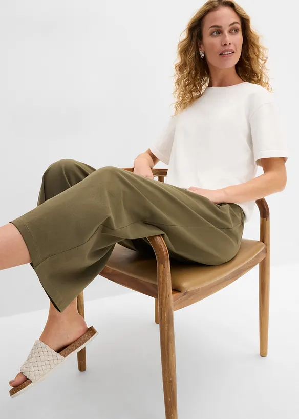 Pantaloni cropped elasticizzati in cotone biologico, bonprix