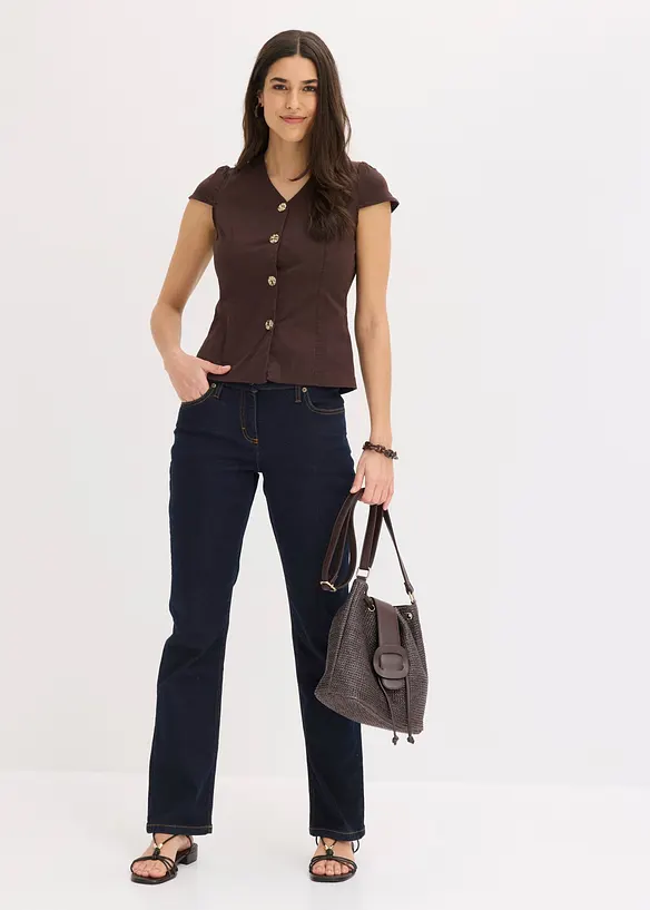 Blusa in cotone a maniche corte, bonprix
