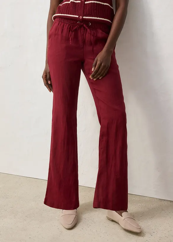 Pantaloni in puro lino con elastico in vita, bonprix