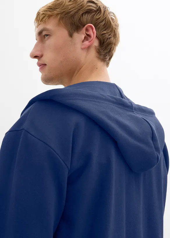Felpa con zip, cappuccio e puro cotone, loose fit, bonprix