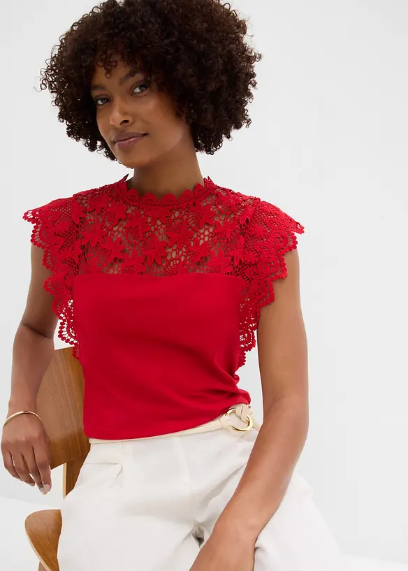 Maglia con inserto in pizzo, bonprix