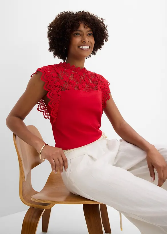Maglia con inserto in pizzo, bonprix