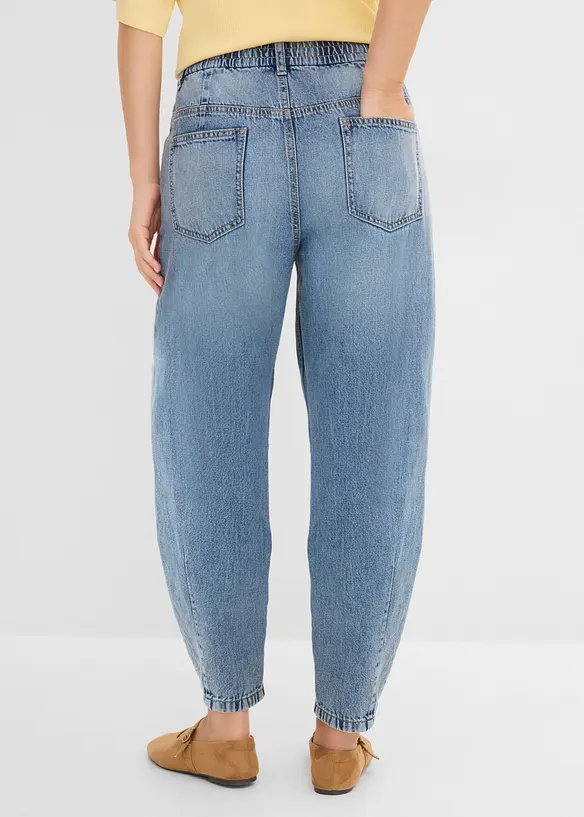 Jeans barrel cropped, vita alta, bonprix