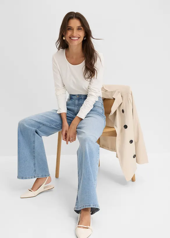 Jeans wide leg, vita alta, bonprix