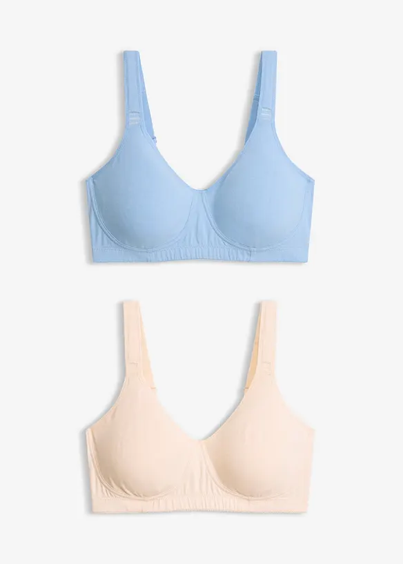 Reggiseno t-shirt senza ferretto con cotone (pacco da 2), bonprix