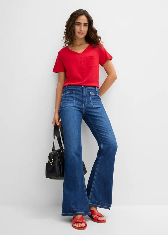 T-shirt con abbottonatura, bonprix