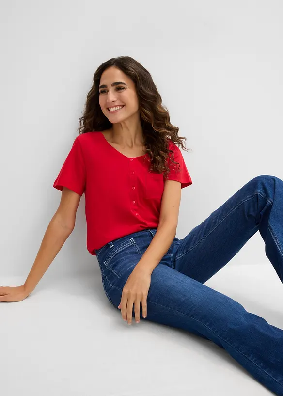T-shirt con abbottonatura, bonprix
