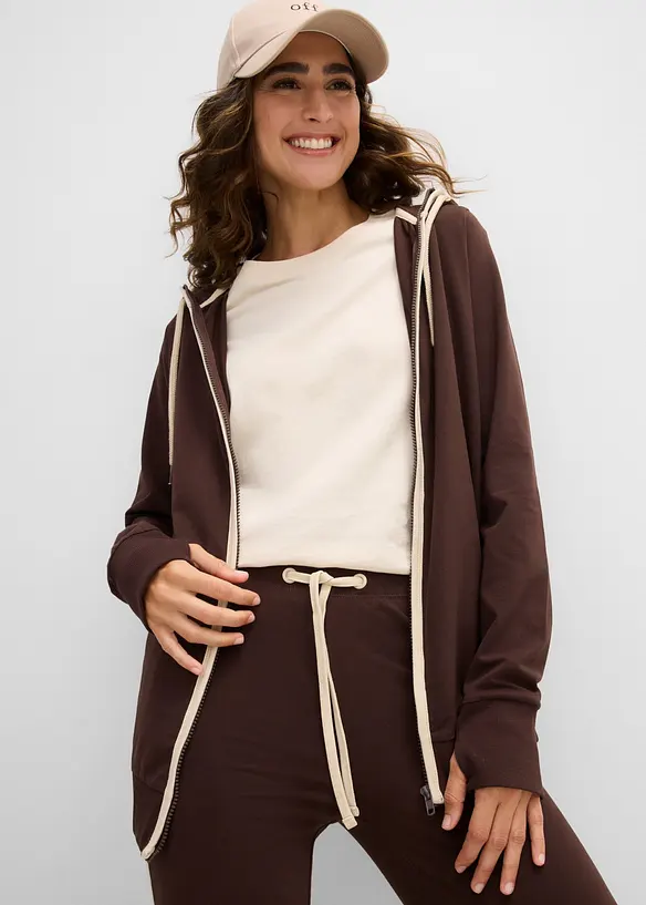 Tuta sportiva in cotone elasticizzato (set 2 pezzi), bonprix