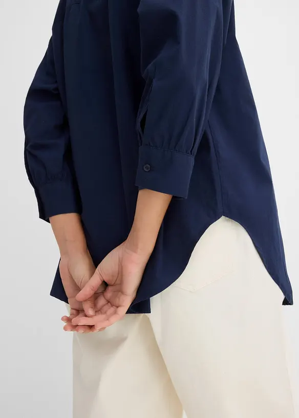 Camicetta oversize in cotone con maniche a 3/4, bonprix