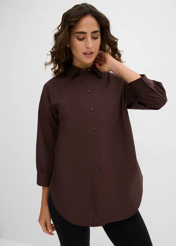 Camicetta oversize in cotone con maniche a 3/4, bonprix