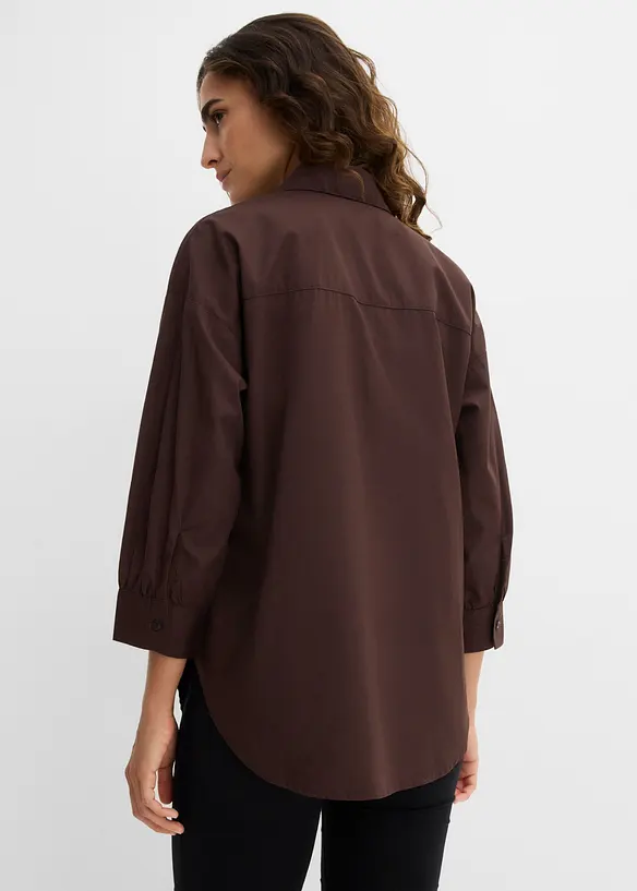 Camicetta oversize in cotone con maniche a 3/4, bonprix