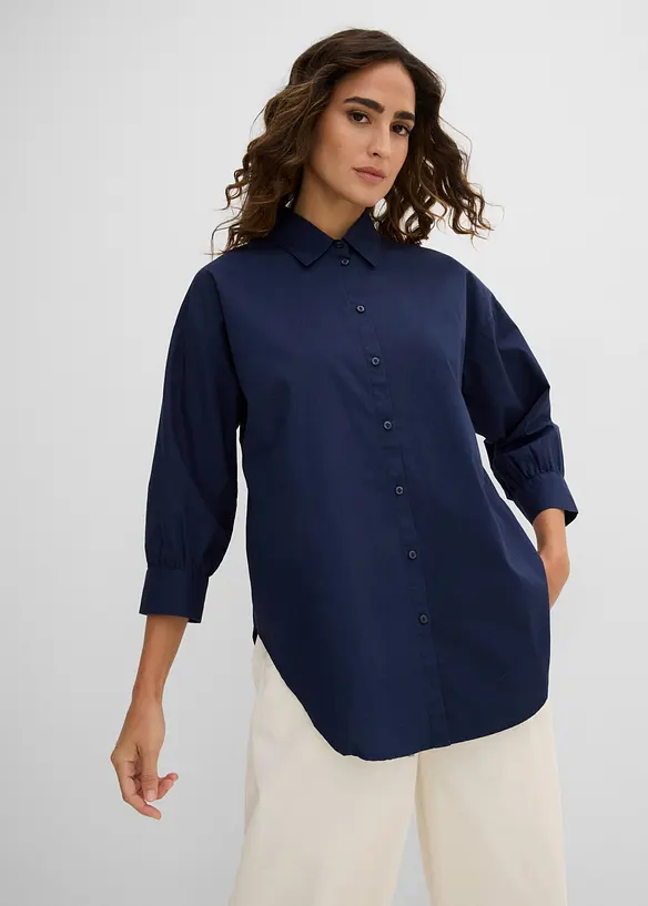 Camicetta oversize in cotone con maniche a 3/4, bonprix