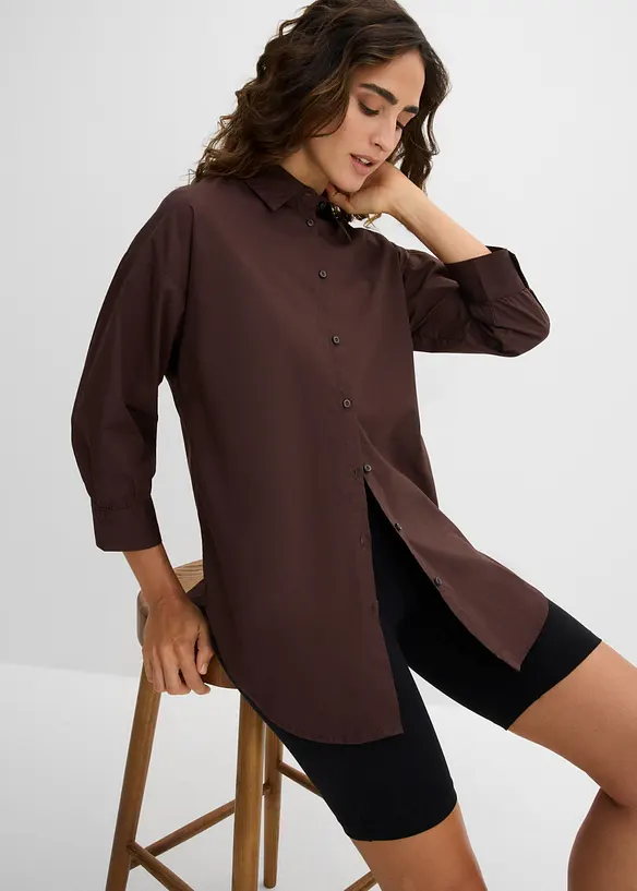 Camicetta oversize in cotone con maniche a 3/4, bonprix