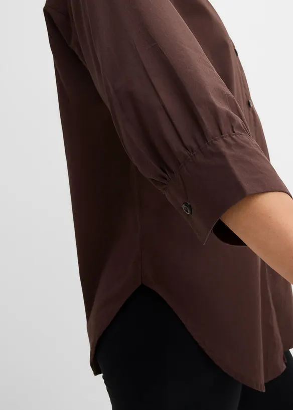 Camicetta oversize in cotone con maniche a 3/4, bonprix
