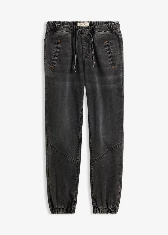 Jogger di jeans elasticizzati, vita media, bonprix