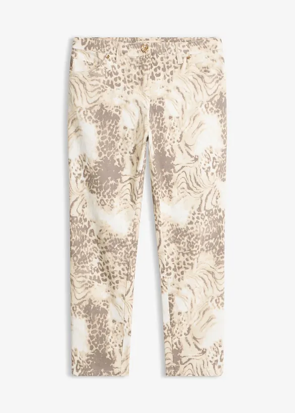 Pantaloni cropped elasticizzati a fantasia, bonprix
