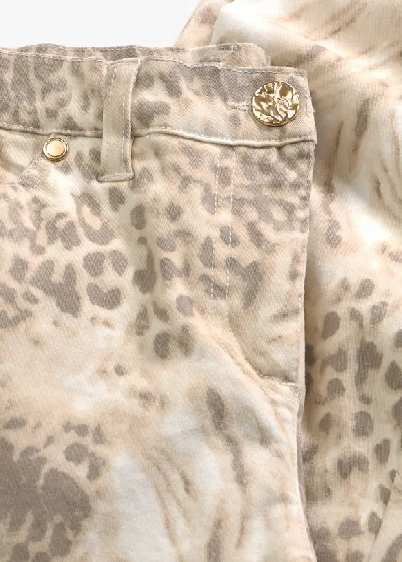 Pantaloni cropped elasticizzati a fantasia, bonprix