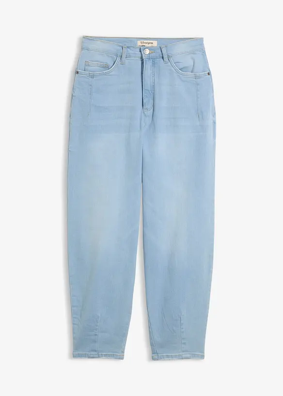 Jeans barrel shape in cotone biologico, vita alta, bonprix