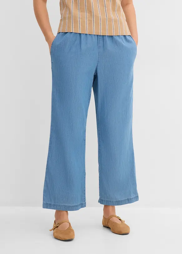 Jeans wide leg cropped, vita alta, bonprix