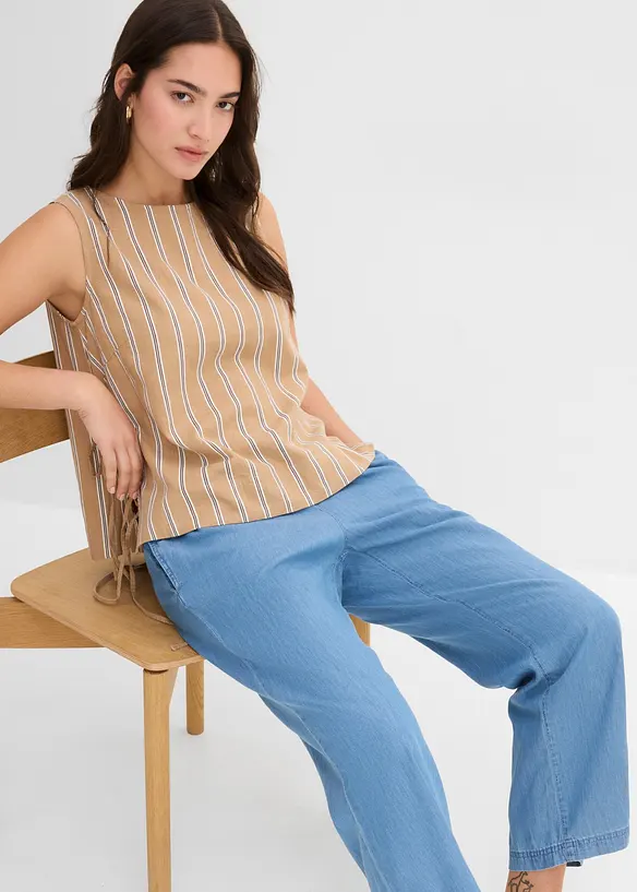 Jeans wide leg cropped, vita alta, bonprix