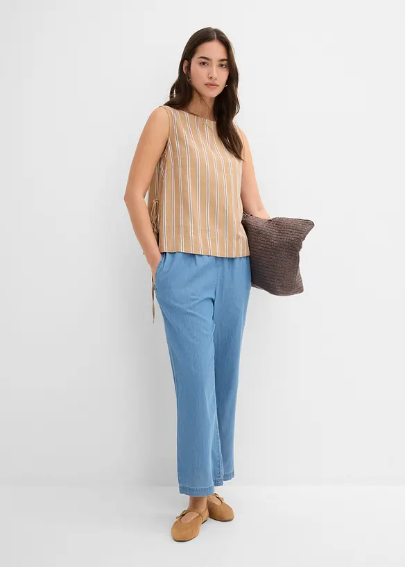 Jeans wide leg cropped, vita alta, bonprix