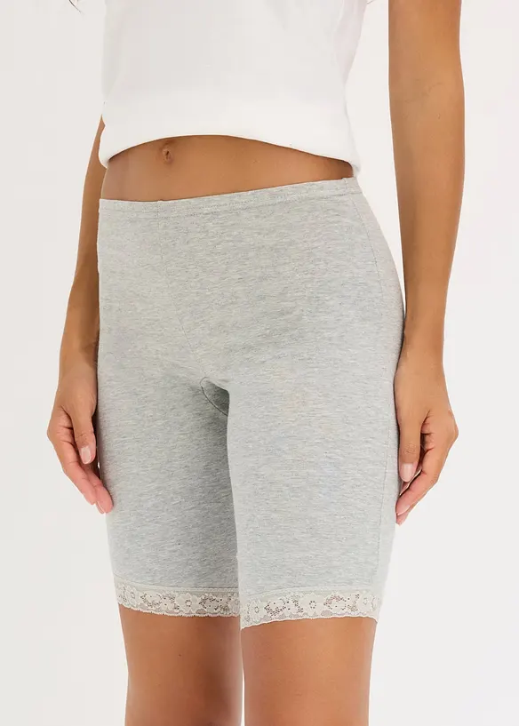Boxer lunghi da donna con cotone morbido e pizzo (pacco da 3), bonprix