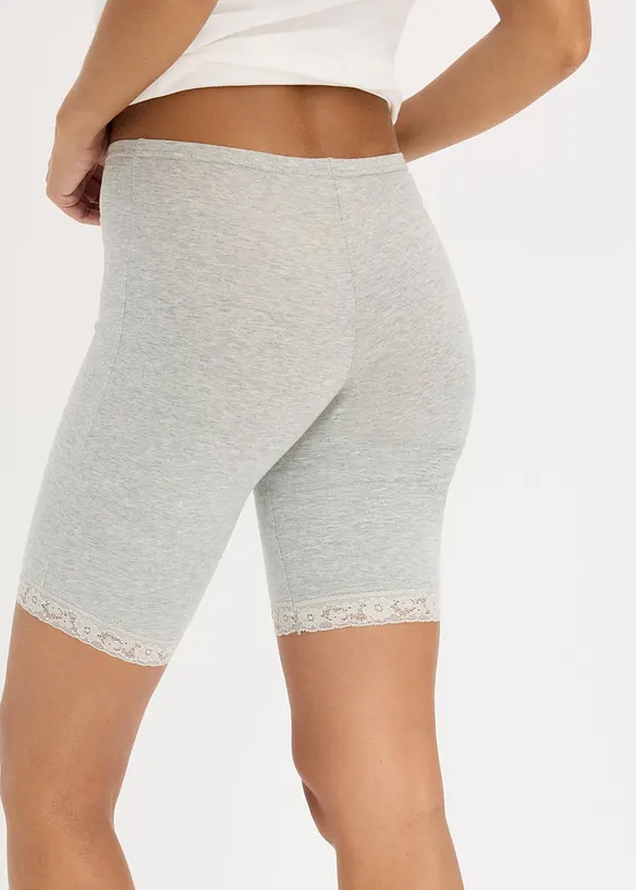 Boxer lunghi da donna con cotone morbido e pizzo (pacco da 3), bonprix