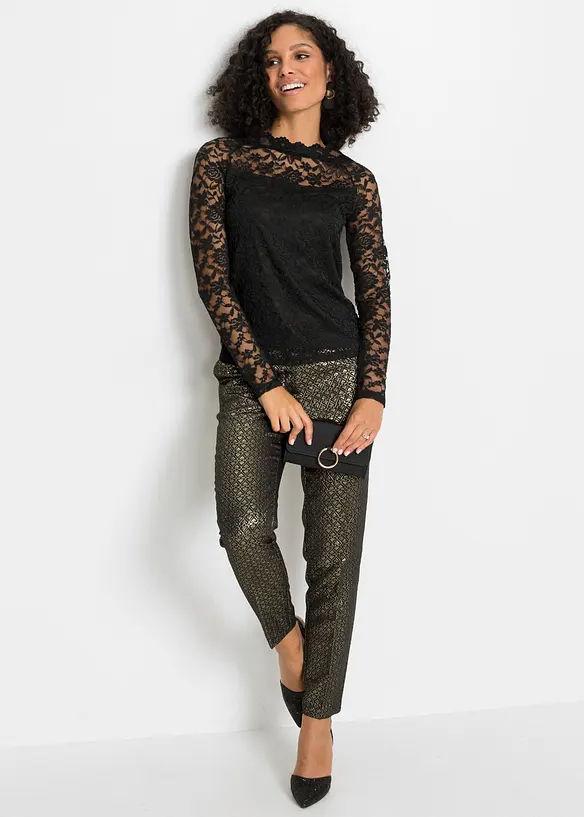 Maglia in pizzo a maniche lunghe, bonprix