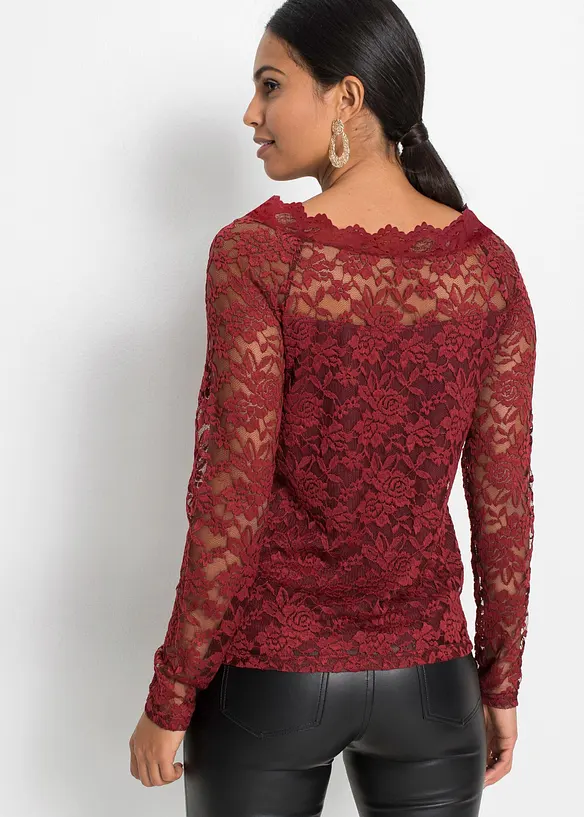 Maglia in pizzo a maniche lunghe, bonprix