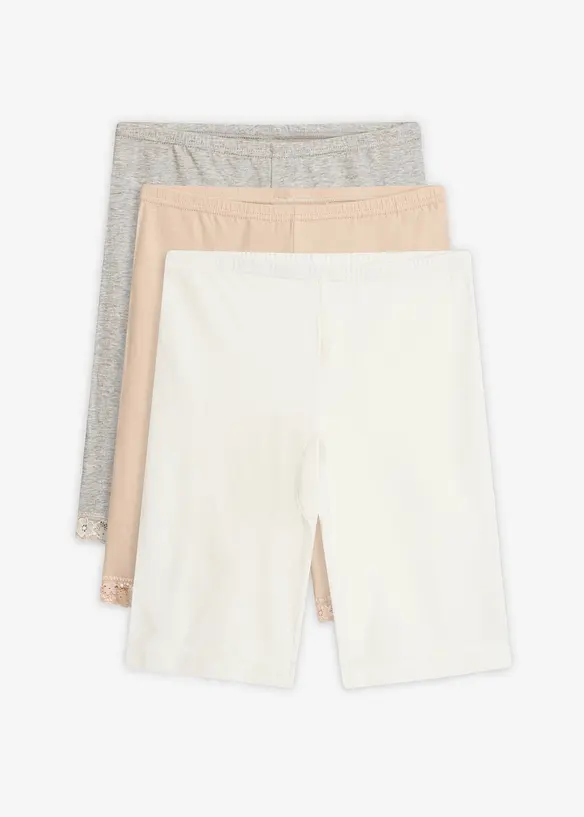 Boxer lunghi da donna con cotone morbido e pizzo (pacco da 3), bonprix
