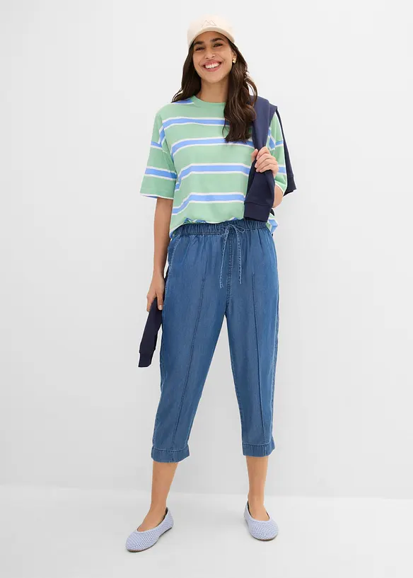 Pantaloni a carota in lyocell, cropped, bonprix