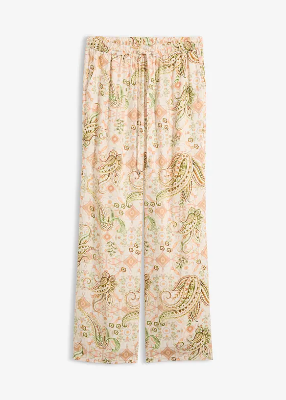 Pantaloni con elastico in vita in fantasia paisley, bonprix