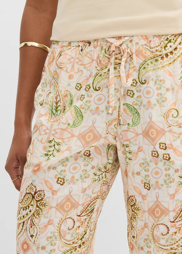 Pantaloni con elastico in vita in fantasia paisley, bonprix