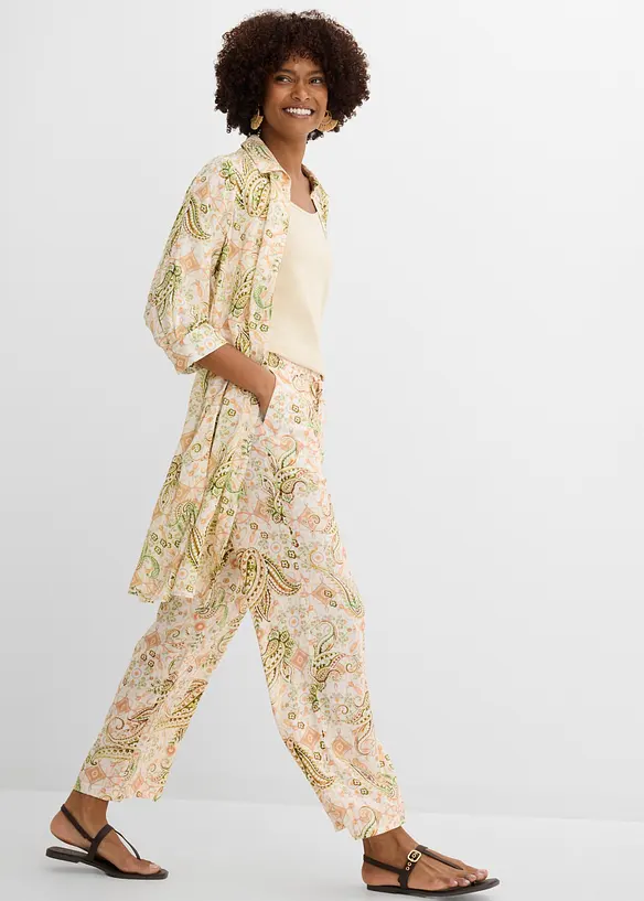 Pantaloni con elastico in vita in fantasia paisley, bonprix