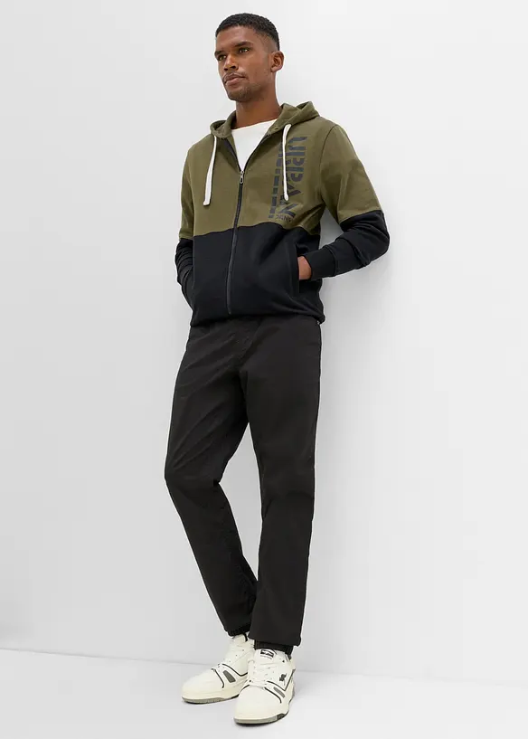 Felpa con zip e cappuccio in puro cotone biologico, bonprix